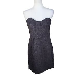 BCBG Pleat Back Strapless Mini Dress, Black/Grey, Women's 10, NWT